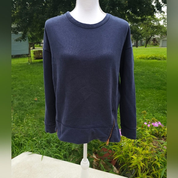 Lululemon Athleta  small cozy double zipper design crewneck sweatshirt blue - Picture 1 of 9